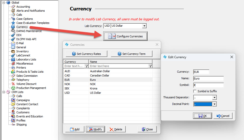 V16 - Global Currency - Currency config