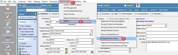 Change Product Prices - navigation