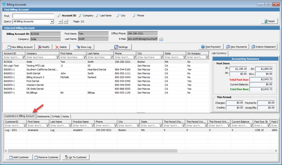 V12 - Billing accounts - Customers in billing Account tab