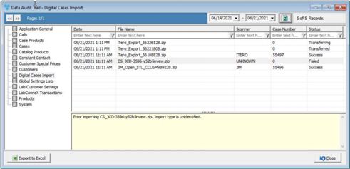 Audit Trail - digital case import