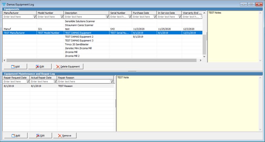 V12 - Damas Equipment Log - form