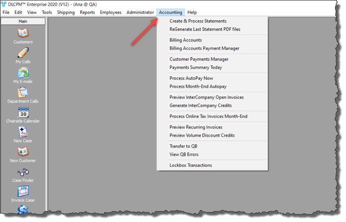 V12 - Accounting Menu