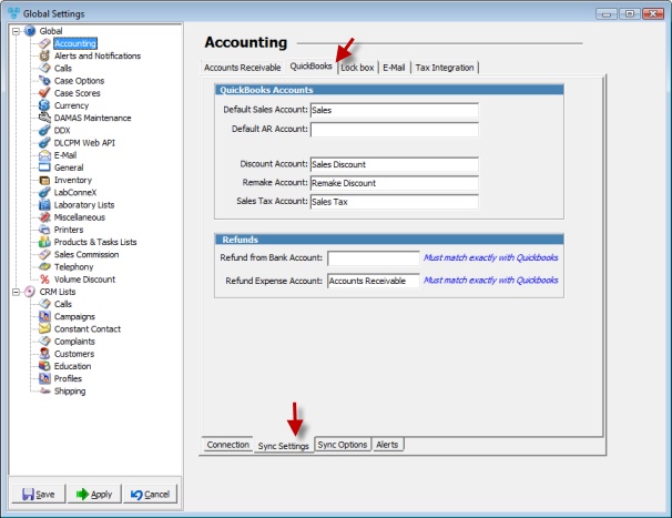 V12 - Accounting - Quick Books - Sync Settings