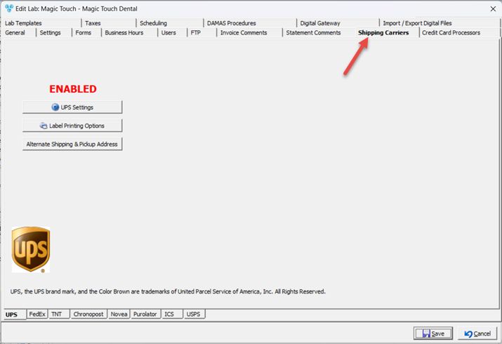 V12 - Laboratory Lists - Laboratories - Add new lab - Shipping Carrier