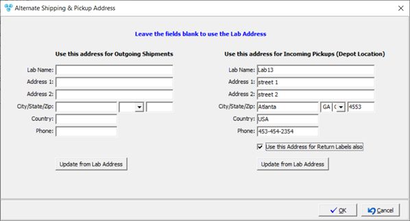 V12 - Laboratory Lists - Laboratories - Add new lab - General - Alternate Address