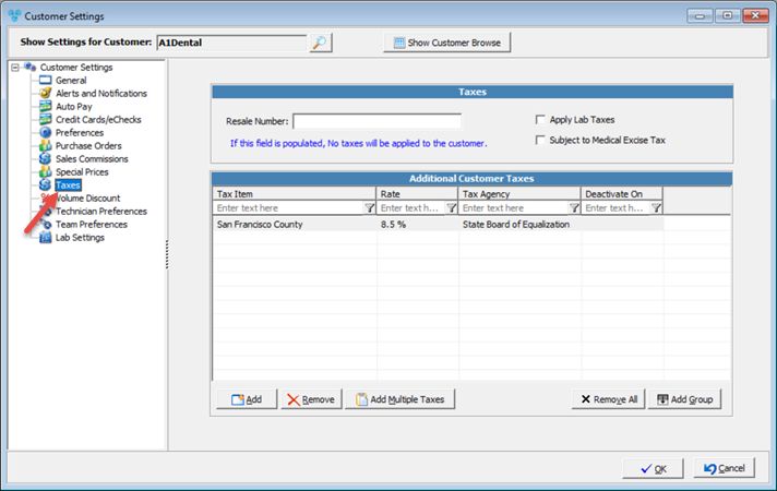 V12 - Customer Settings - Taxes