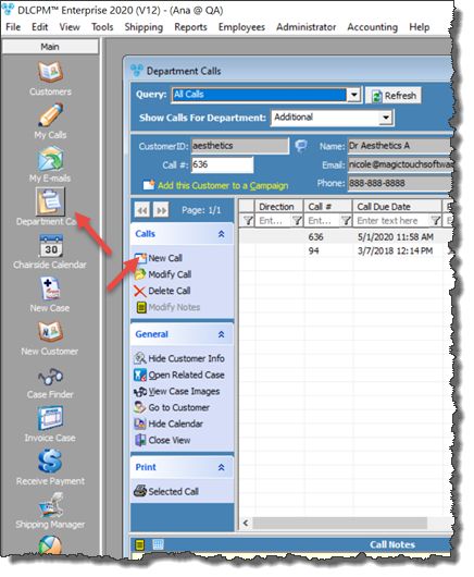 V12 - Add Call navigation - Department Calls