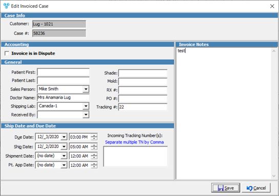 V12 - Edit Invoiced Case - form