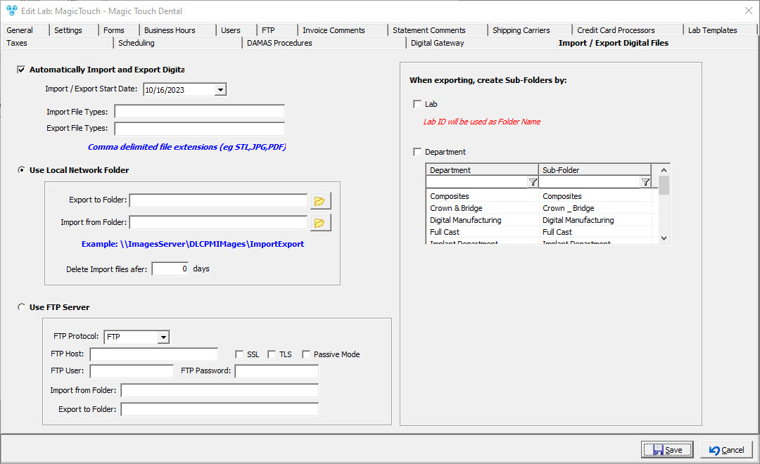 V15 - Laboratory Lists - Laboratories - Settings - Import_Export-Digital-FIles-Form