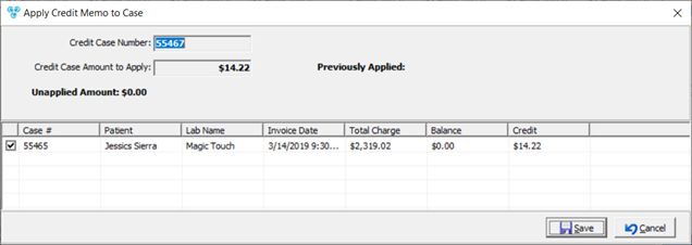 V12 - Customer Accounting - View Credit Memos - apply credit memo to a case