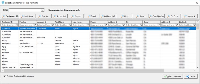 V12 - Accounting - Post Payment- Select Customer