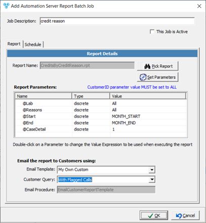 V12 - Job Management - Add Batch Job - Report tab