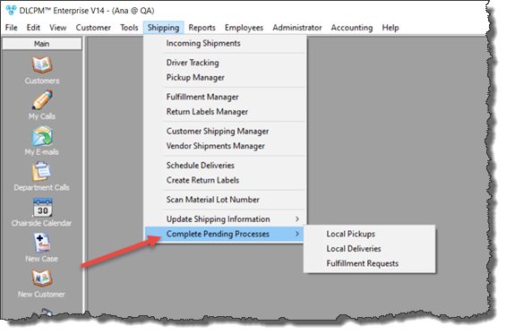 V12 - Complete Pending Processes - naviagtion