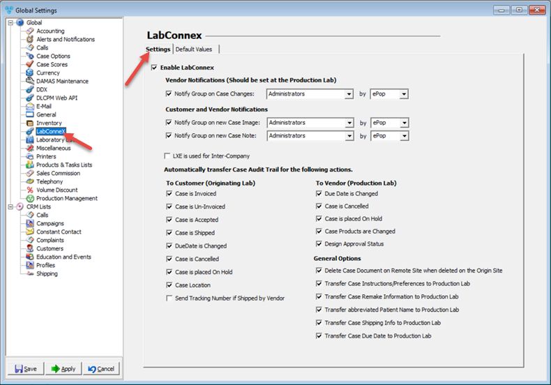 V12 - LabConnex - Settings