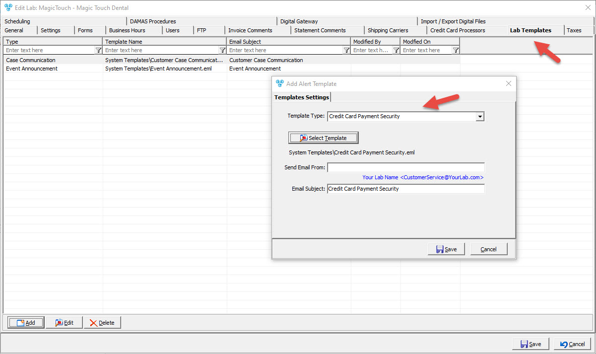 V15 - Laboratory Lists - Laboratories - Lab Templates