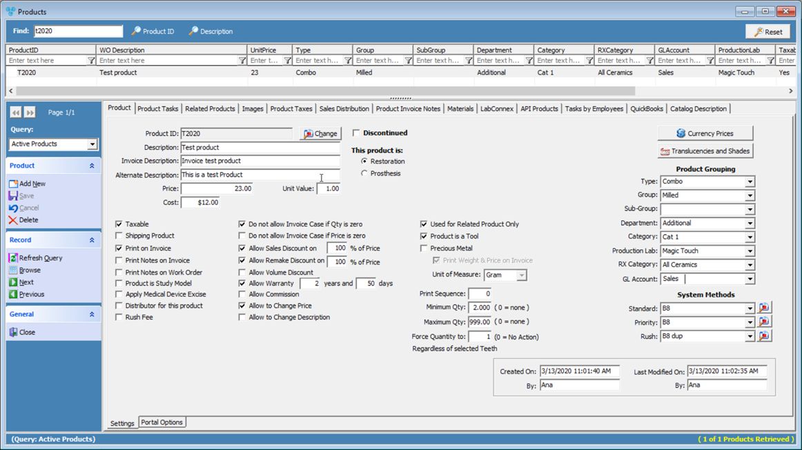 V12 - Products and Tasks Lists - Products