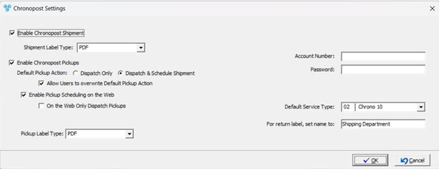 V12 - Laboratory Lists - Laboratories - Shipping Carrier - Chronopost - settings