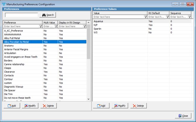 V12 - Laboratory Lists - Preferences