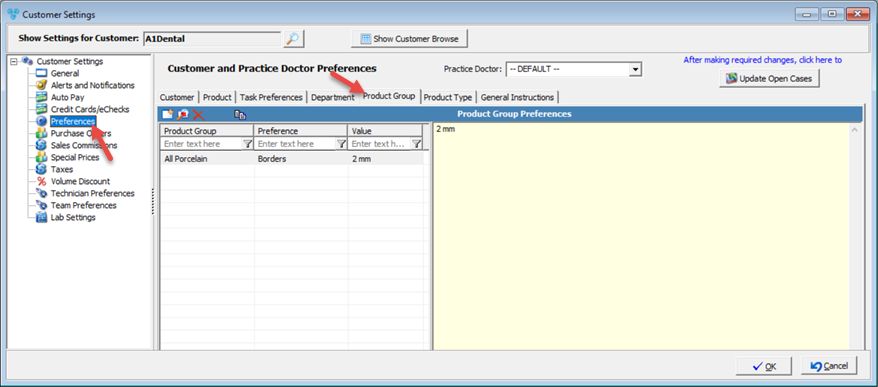 V12 - Customer Settings - Preferences - Product Group