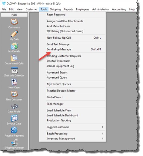 V12 - Send ePop Message - navigation