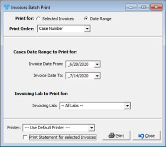 V12 - Batch Processing - Print Invoices - Print for date range