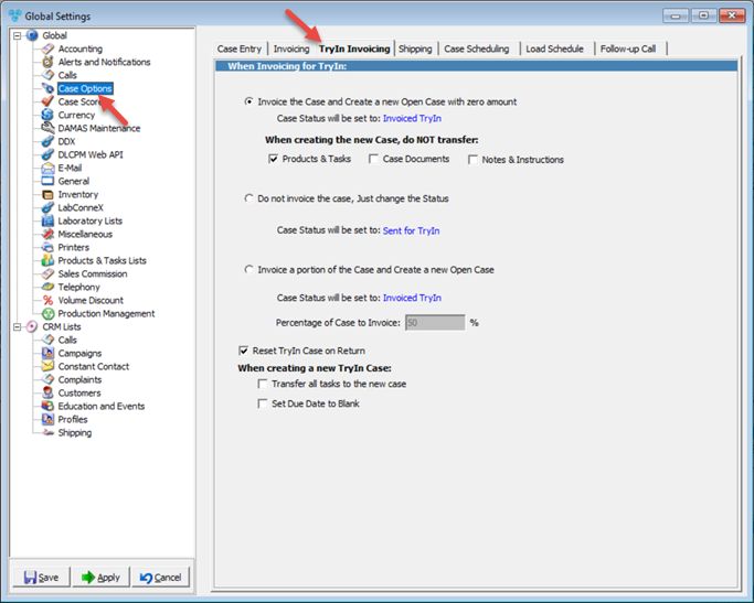 V14 - Case options - Try in Invoicing