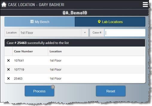 Case Location - Lab Location