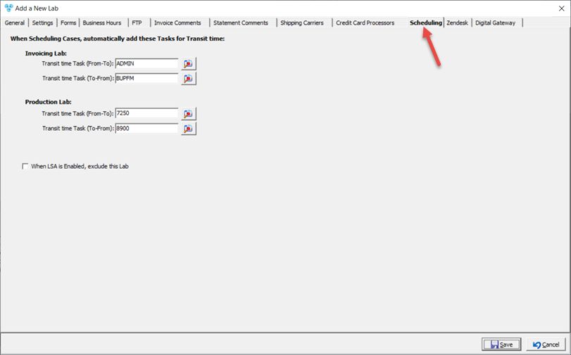 V12 - Laboratory Lists - Laboratories - Add new lab - Scheduling