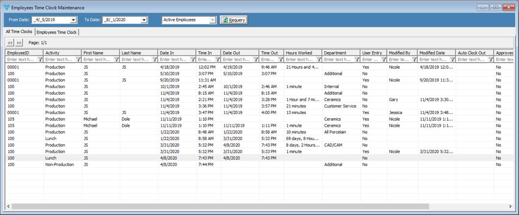 V12 - Time Clock - form