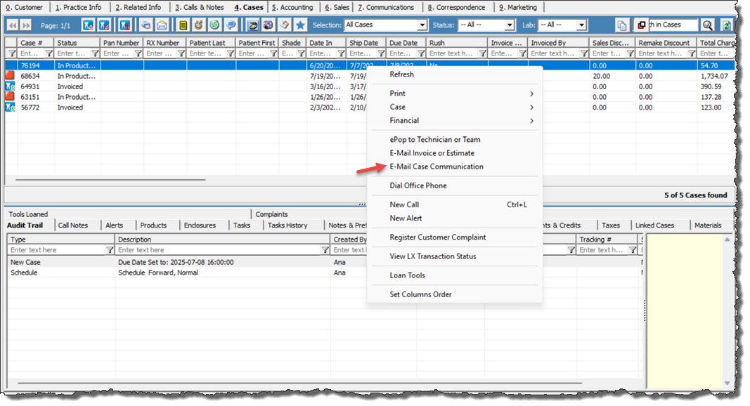 V15 - E-mail Case Comunication navigation