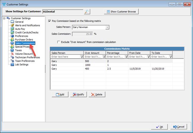 V12 - Customer Settings - Sales Commissions