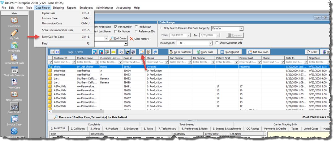 V12 - Add Call navigation - Case Finder