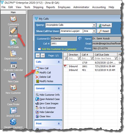 V12 - Add Call navigation - My Calls