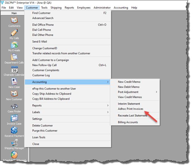 V14 - adhoc print invoices