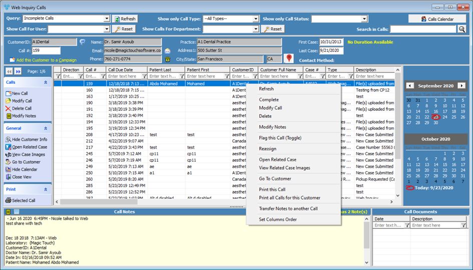 V12 - Web Calls Manager - form