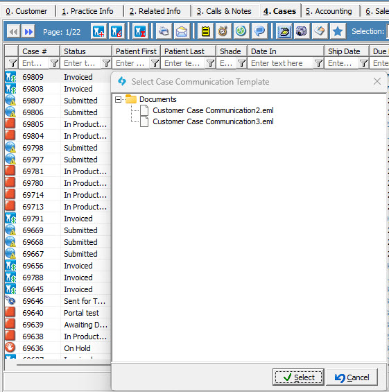 V15 - E-mail Case Comunication Selection
