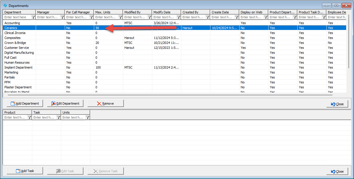 V15 - Case options - Departments