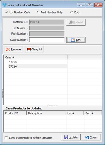 V12 - Scan Material Lot Number - form